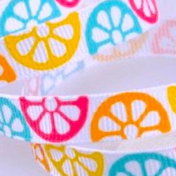 Grosgrain Ribbon 3/8” 10 yard bundle citrus fruit summer colorful shipping bows - Picture 1 of 8